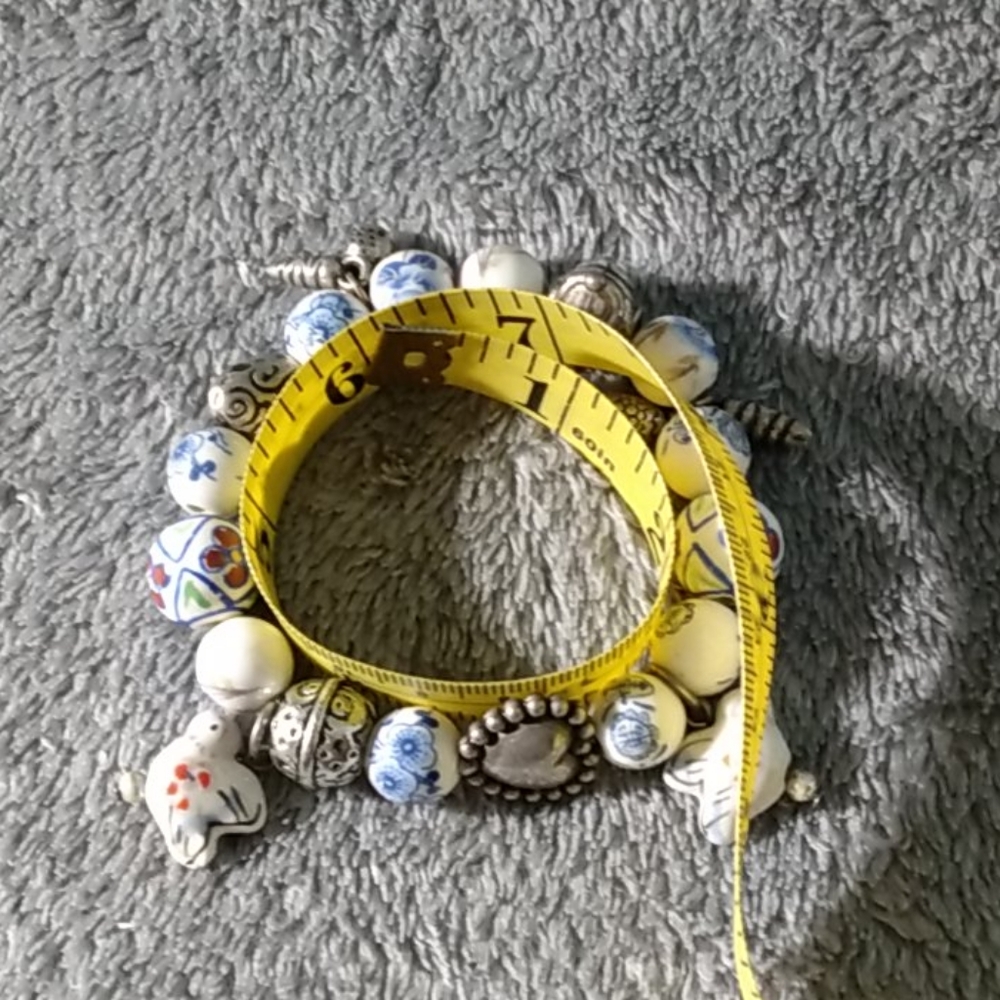 Painted Bead Stretchy Bracelet
